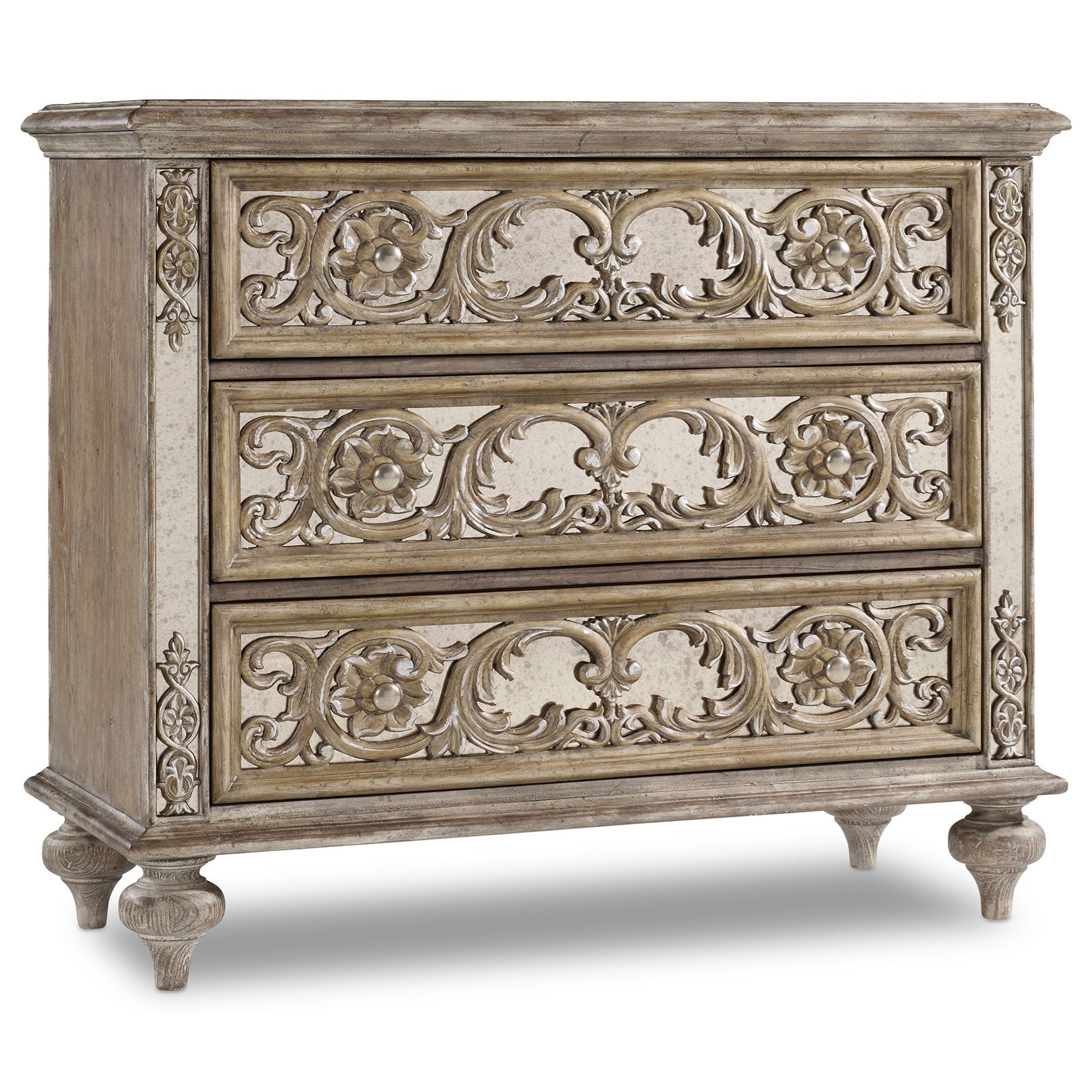 Hooker Furniture Living Room Accents O550985001 Ornate Mirrored Chest with  3 Drawers | Howell Furniture | Occ - Accent Chest